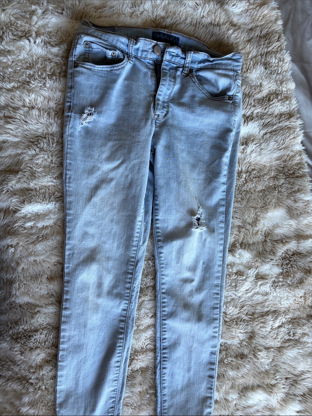 Aeropostale Light Blue Distressed Skinny Jeans jeggings